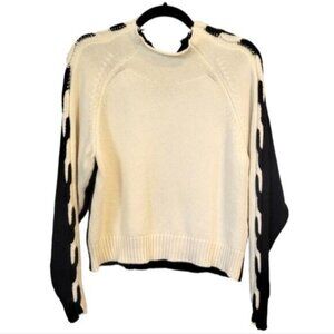Central Park West | Mock Neck Two Toned Sweater White Black